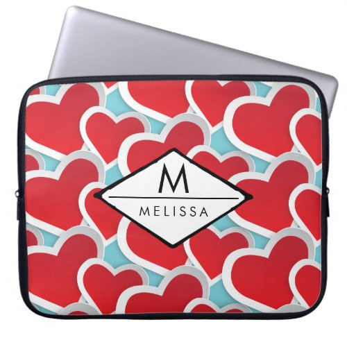 Fat Red Hearts Repeating Pattern Cute Laptop Sleeve