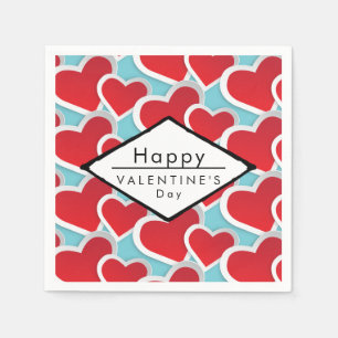 Fat Red Hearts Repeating Pattern Cute Napkins