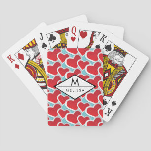 Fat Red Hearts Repeating Pattern Cute Poker Cards