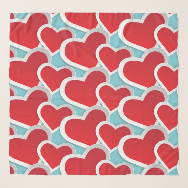 Fat Red Hearts Repeating Pattern Cute Scarf (Front)