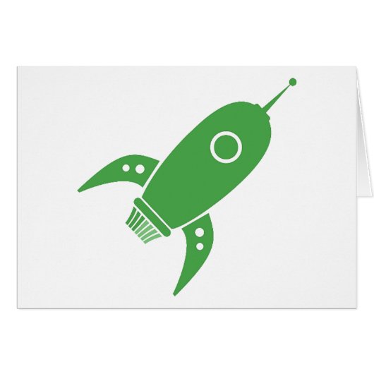 Fat Retro Rocket Ship Green Cards (Front Horizontal)