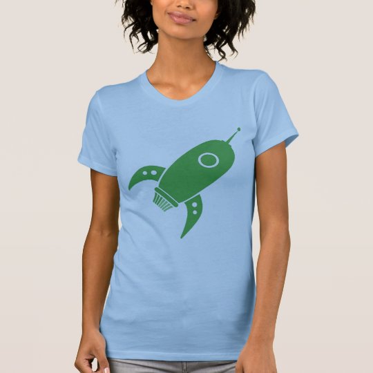 Fat Retro Rocket Ship Green T-Shirt