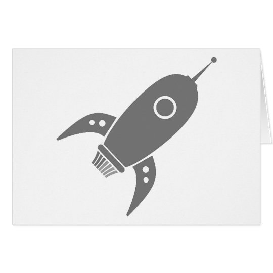 Fat Retro Rocket Ship Grey Gray Card