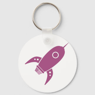 Fat Retro Rocket Ship Pink Keychain