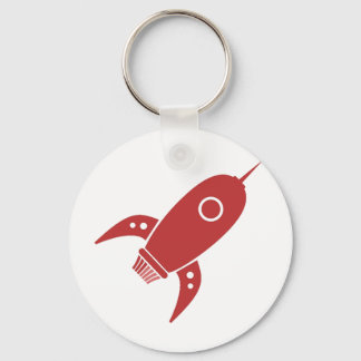 Fat Retro Rocket Ship Red Keychain