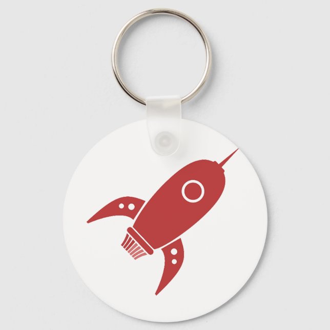 Fat Retro Rocket Ship Red Keychain (Front)