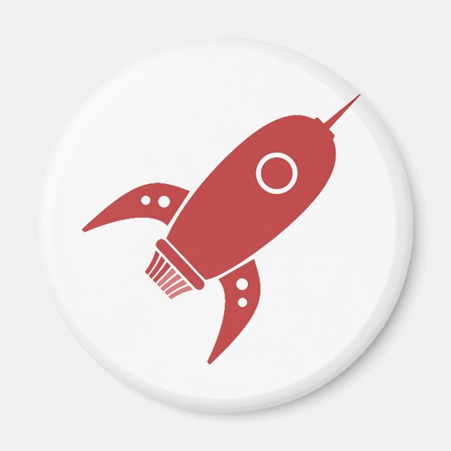 Fat Retro Rocket Ship Red Magnet (Front)
