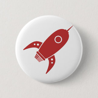 Fat Retro Rocket Ship Red Pinback Button