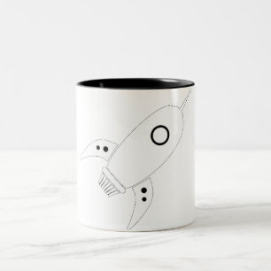 Fat Retro Rocket Ship White Two-Tone Coffee Mug