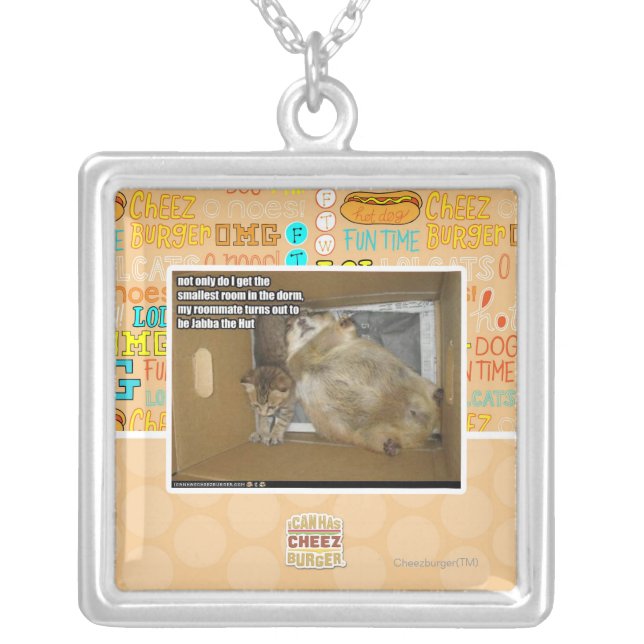 Fat roommate silver plated necklace (Front)