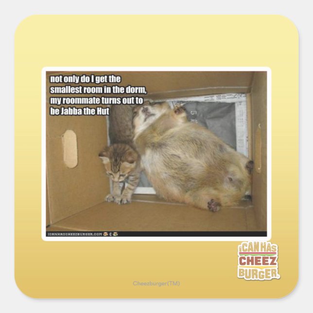 Fat roommate square sticker (Front)