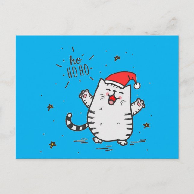 Fat Santa Cat Postcard (Front)