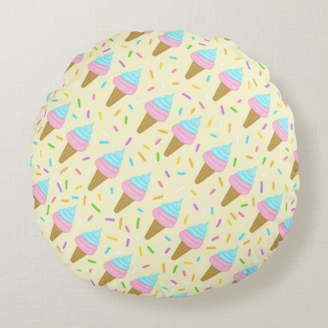 Fat-shaped with continuous pickling of ice cream round pillow (Front)