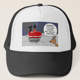 Fat Stuck Santa Funny Christmas Dancing Cartoon Trucker Hat