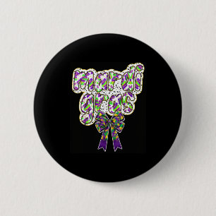 Fat Tuesday Mardi Gras Coquette Bow Kids Girls Wom Button