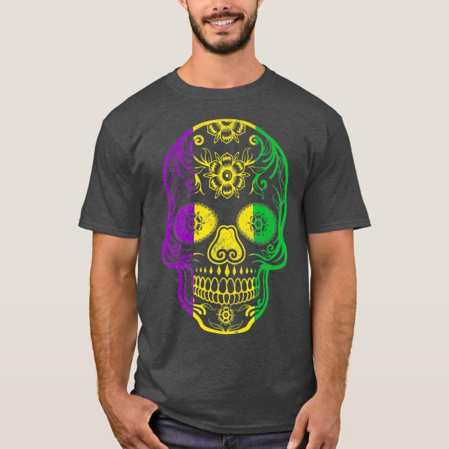 Fat Tuesday  Mardi Gras Skull T-Shirt (Front)