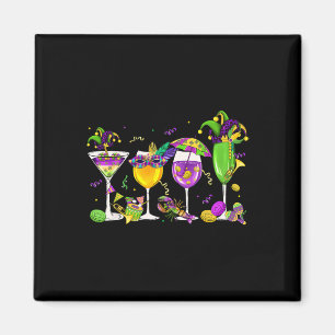 Fat Tuesday Mardi Gras Wine Gles Drink Carnival Me Magnet