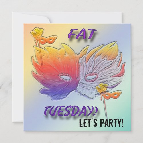 Fat Tuesday Mask Party Invitation