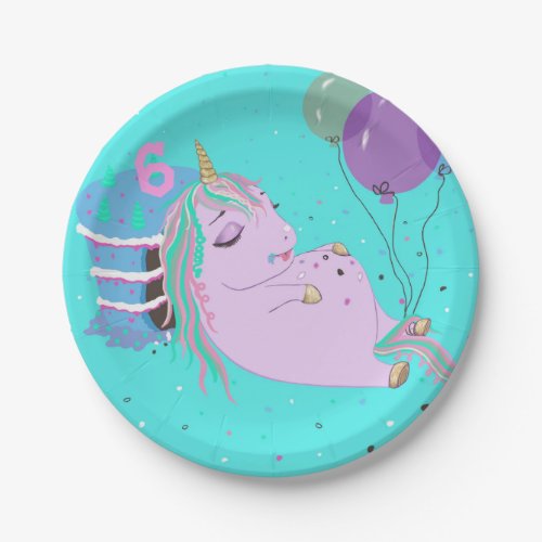 Fat Unicorn Cake Cute Paper Plates