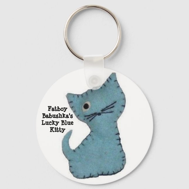 Fatboy Babushka's Lucky Blue Kitty Keychain (Front)