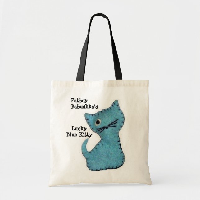 Fatboy Babushka's Lucky Blue Kitty Tote Bag (Front)