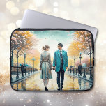 Fate Brought Us Together Laptop Sleeve<br><div class="desc">Pretty ai watercolor art. A man and woman passing each other in the London street brushing hands as they pass. A romantic chance meet.</div>