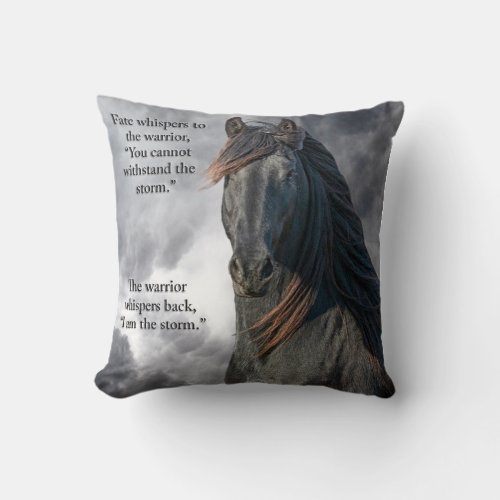 Fate Whispers Friesian Mare Pillow