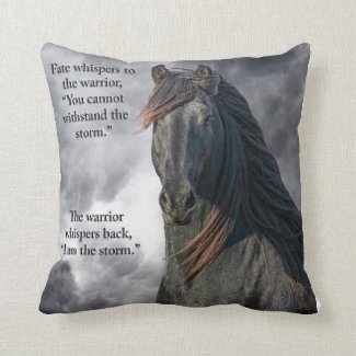Fate Whispers Friesian Mare Pillow