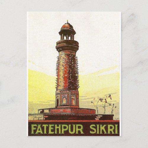 Fatehpur sikri city India vintage travel Postcard