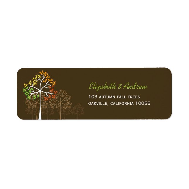 fatfatin Autumn Fall Trees Brown Address Labels (Front)