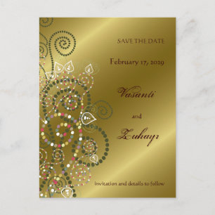 fatfatin Boho Spirals Gold Save The Date Postcard