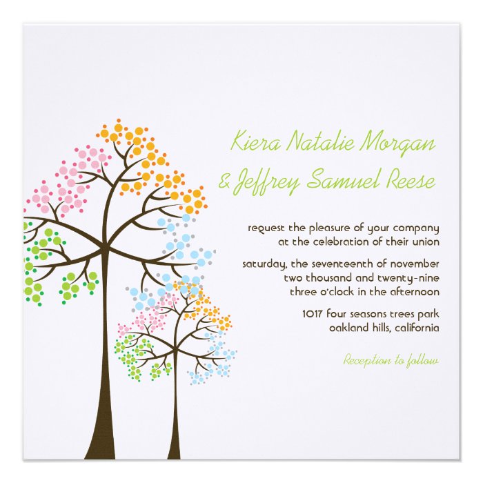 fatfatin Four Seasons Trees Wedding Invitation