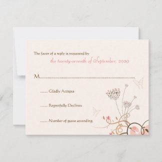 fatfatin Sweet Heart Butterfly Swirls RSVP Card