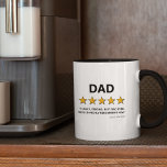 Father 5 Star Rating | Best Dad Ever Mug<br><div class="desc">Funny father mug featuring the word "dad",  with a 5 star review,  the comment "funny,  strong,  best dad ever,  would highly recommend him",  and the childs name.</div>