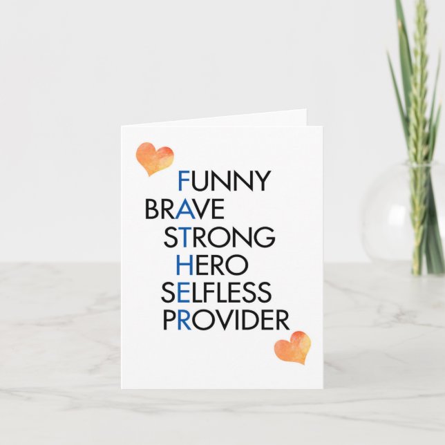 Father Acronym Happy Father's Day Greeting Card (Front)