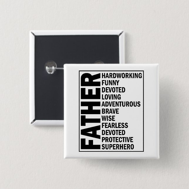 Father Adjective Fathers Day Cool Dad Definition Button (Front & Back)