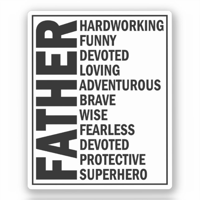 Father Adjective Fathers Day Cool Dad Definition Sticker (Front)