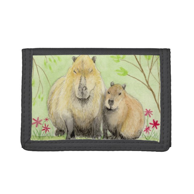 Father and Baby Capybara Trifold Wallet (Front)