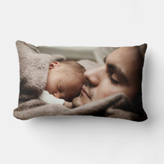 Father and Baby Resting Together Lumbar Pillow