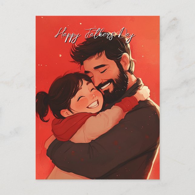 father and child bond red postcard (Front)