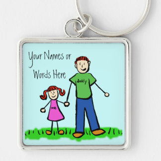 Father and Child Custom Family Names Keychain