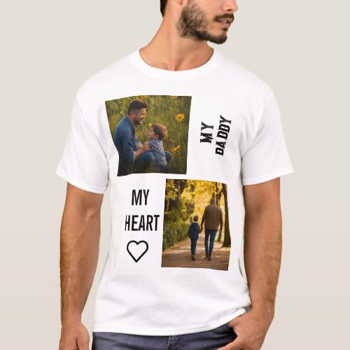 Father and Child in Sunflower Field at Sunset T_Shirt