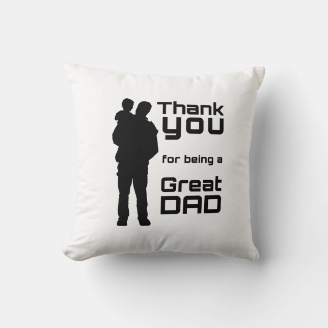 Father and Child Silhouette | Heartwarming Dad Gif Throw Pillow (Front)