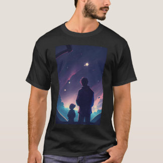 Father and Child Stargazing Design gift T-Shirt