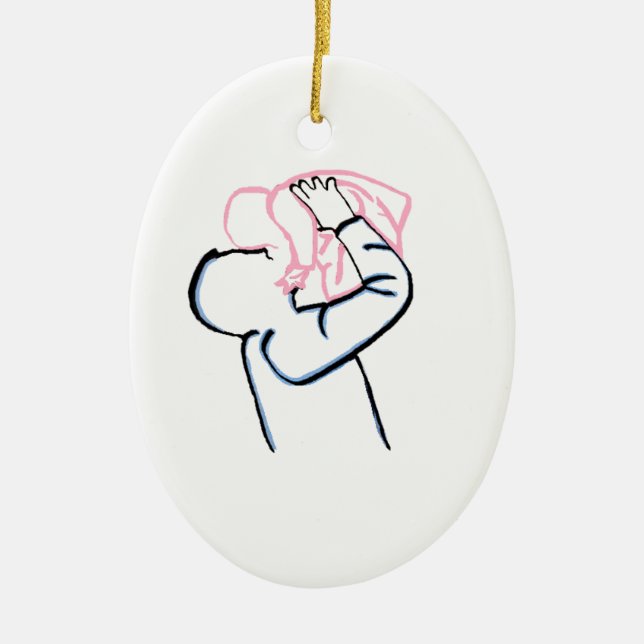 Father and daughter. ceramic ornament (Front)