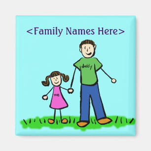 Father and Daughter Custom Family Character Magnet