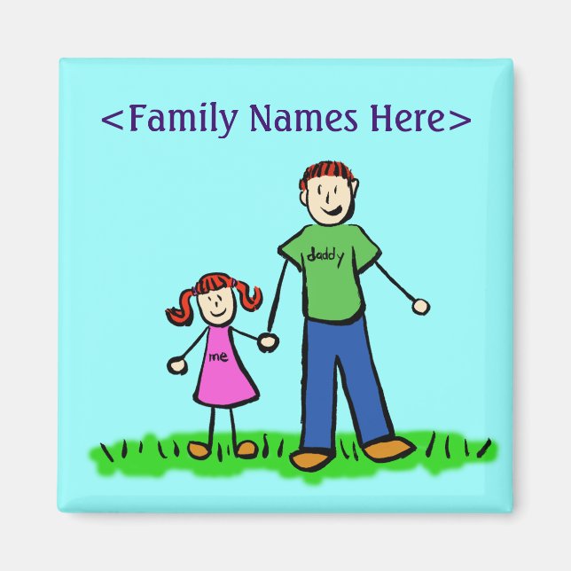 Father and Daughter Custom Family Character Magnet (Front)