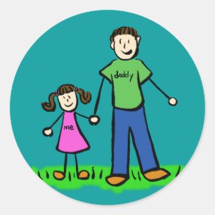 Father and Daughter Family Characters Art Stickers