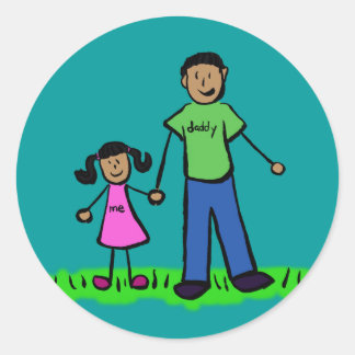 Father and Daughter Family Characters Art Stickers