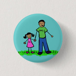 Father and Daughter Family Pin Art Button